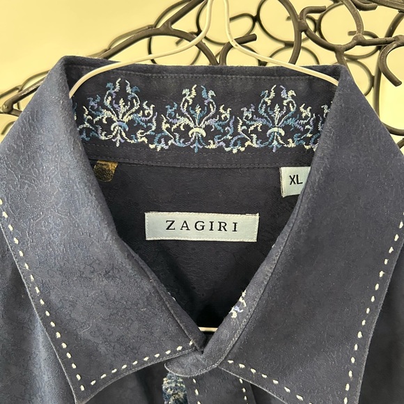 Zagiri Men’s Two Tone Blue Long Sleeve Shirt - Picture 3 of 9